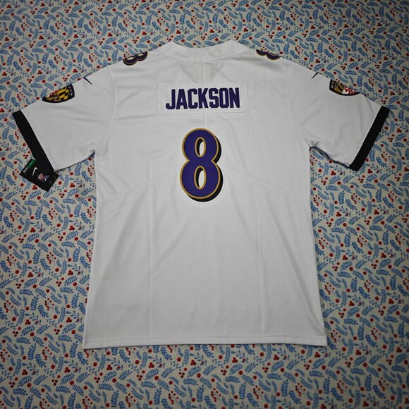 Nike Lamar Jackson White Baltimore Ravens Jersey No. 8 - Picture 4 of 7